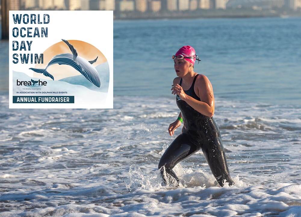 Tatum Botha emerges as the winner as the clear winner of the 2023 World Ocean Day Swim on Saturday.